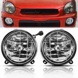 Kojem Fog Lights Lamps Pair w/Bulbs Compatible with 2002-2003 Subaru Impreza RS WRX TS Outback Replacement for SU2592106 84501FE090 SU2593106 84501FE080(Clear Lens+Chrome Housing)