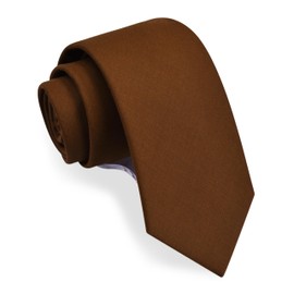 GUSLESON Brown Tie for Wedding Solid Cotton Wool Suit Tie Mens Casual Necktie (1032-01)