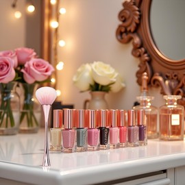 Rose Gold Nail Art Dust Powder Remover Brush, Nail Art Dust Cleaner Brush, Soft Cleaner Brush for Makeup, Nail Dust Brush for Acrylic Nails Manicure Brush for Women Birthday Gifts, Nail Dust Brush