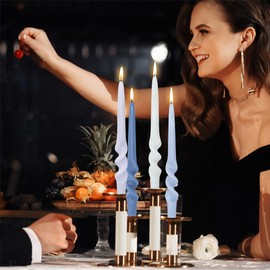 Gedengni Colored Taper Candle Twist Candlesticks,4pcs Blue Spiral Tapered Candles Colorful Candle Sticks Long Twisted Candles for Home Décor Holiday Wedding Party(3D4PC-BLUEGRA)