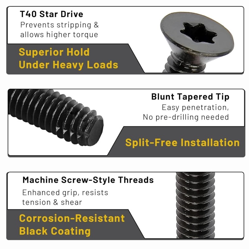 Bcp Fasteners 5/16-18 x 2-1/2” (300 Qty) Black Flat Head