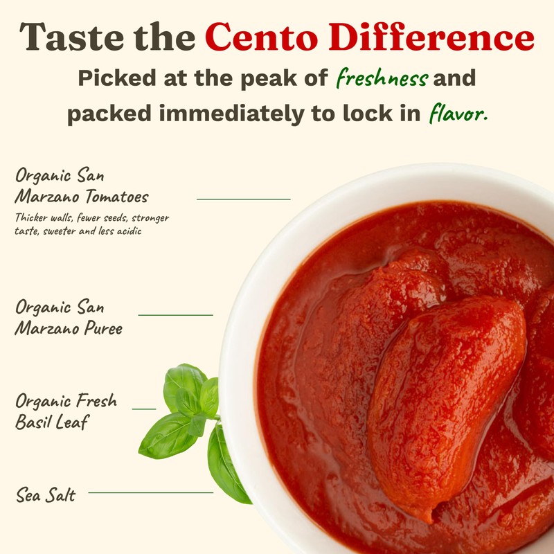 Cento Organic Certified San Marzano Whole Peeled Tomatoes 28 Oz