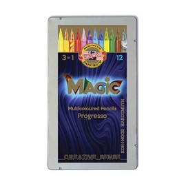 'Pack of 12 Sticks Coloured Pencils Artist Coloured Pencils In A Metal Box Gift Set "Magic Christmas Set by Koh-I-Noor