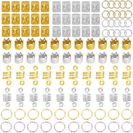 Pack of 110 Dreadlocks Jewellery Hair Spiral Clips, Adjustable Metal Cuffs Hair Braiding Rings, Beads Hair Accessories Braids Hair Dreadlocks Accessories for Women Men Braids Decoration