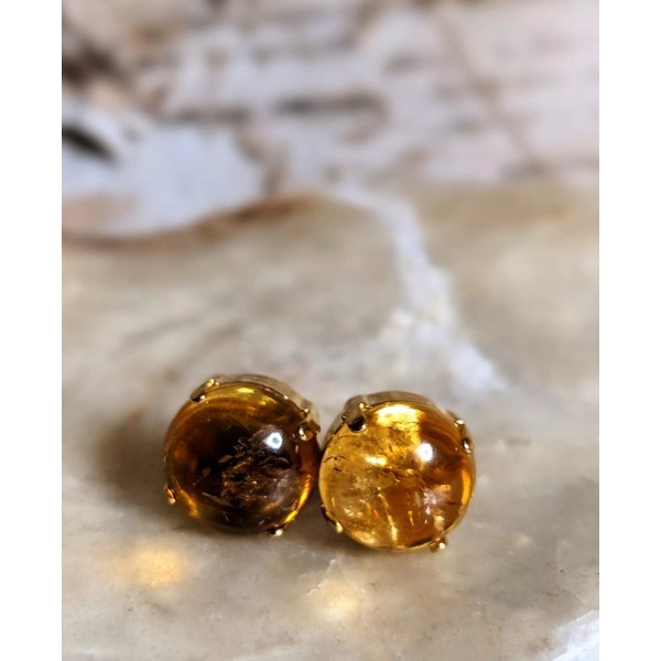 Citrine 12 Carats Natural Honey Citrine Domed In 18k Gold