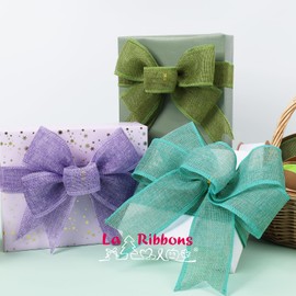 LaRibbons Burlap Ribbon Wired, 1 1/2 Inch x 12 Yards Blue Burlap Fabric Ribbon for Spring Easter Crafts, Wreath, Bows, Gift Wrapping, Outdoor Decoration