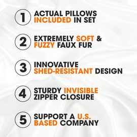 Cheer Collection Faux Fur Throw Pillows - Decorative Pillows for Couch, Bed Throw Pillows, Maroon Accent Pillows for Bedroom or Living Room Aesthetic, Set of 2 Furry Throw Pillows, 20" x 20"