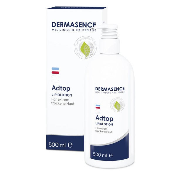 DERMASENCE Adtop Lipid Lotion - Body Care for Very Dry and Flaking Skin - for a Soft and Smooth Skin Feeling - Protects the Skin from Drying Out - 500 ml