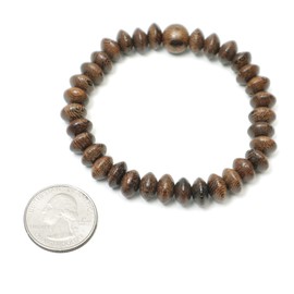 TheTasbih Johar Saucer-shape Wood 33-bead Elastic String 6mm Prayer Bead Bracelet, 7.5 inches, Wood, no gemstone