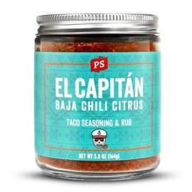 PS Seasoning El Capitan - Baja Chili Citrus Street Taco Seasoning Mix, Dry BBQ Rub for Tacos, Fajitas, Chicken, Beef, Seafood - Baja Style Mexican Seasoning BBQ Rub for Smoking and Grilling