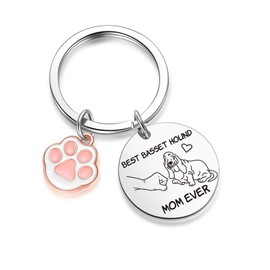 ZNOSVEI Basset Hound Lover Jewelry Basset Hound Person Gift Dog Grandma Keychain Basset Hound Owner Keychain Basset Hound Gift Dog Mommy Gift Basset Hound Mom Keychain