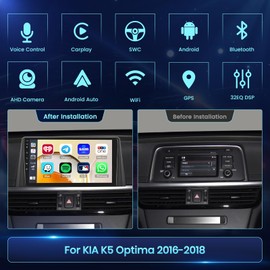 2+64GB Android Car Stereo Wireless Carplay for KIA Optima K5 2016-2018, 10.1" Touch Screen Car Radio Android Auto, GPS Navi, WiFi, Bluetooth Audio Receiver, FM RDS Radio, SWC, Backup Camera, EQ DSP