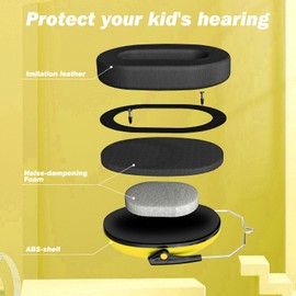 Kriogor 2 Pack Ear Defenders Children, 26dB SNR Noise Cancelling Headphones Hearing Protection Earmuffs Adjustable, Soft Baby Kids Ear Defenders for Autism Study Airport Mowing Construction (Yellow)