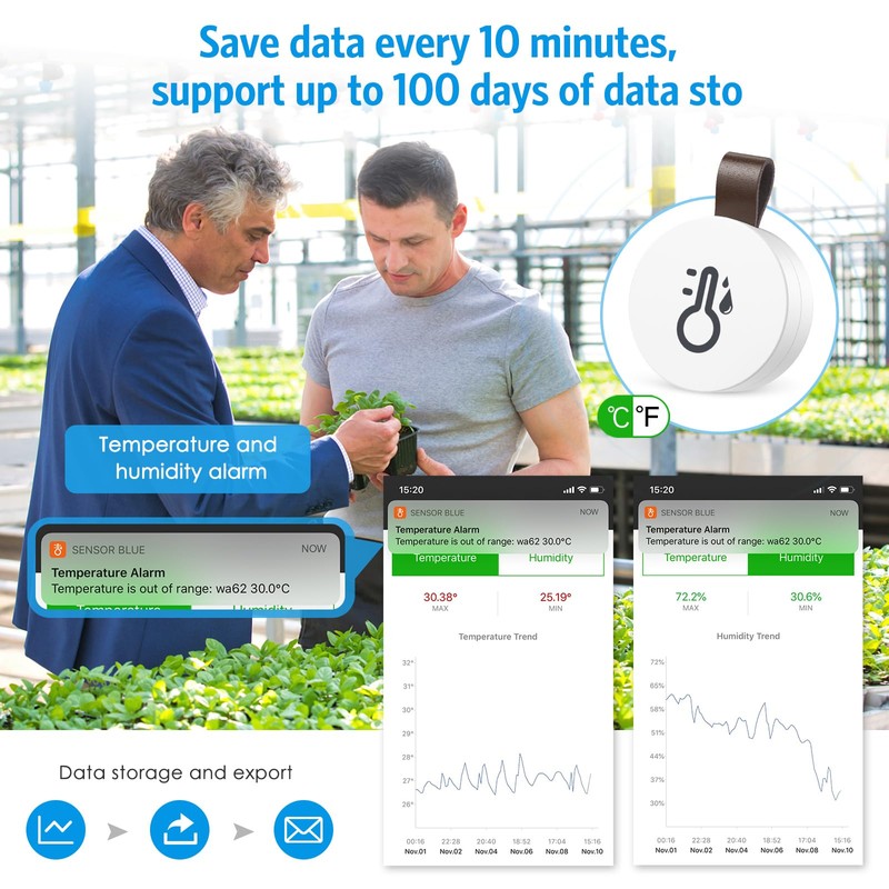 Brifit Bluetooth Thermometer Hygrometer, Wireless Temperature Humidity Sensor with Smart