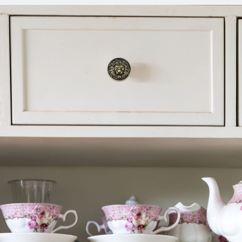 Cabinet Knobs Antique Lion Head Drawer Pulls Gold Animal Knobs