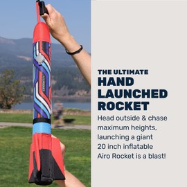 Mighty Fun! - Airo Rocket™ Hand Launched Inflatable Rocket Kit - Includes Giant 20 Inch Inflatable Ripstop Nylon Rocket, Hand Launcher and Storage Bag - Soars 150 Feet - Ages 6+