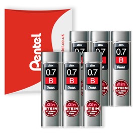Pentel Ain Stein Mechanical Leads - Automatic / Mechanical Pencils - In Pentel Cushion Packaging - 0.7mm B Grade - Pack of 6 (240 Leads)