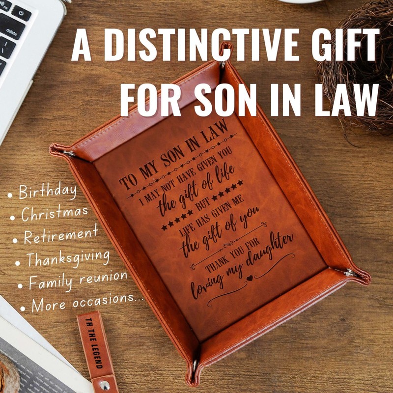INNObeta Son in Law Gifts Valet Tray from Dad, Mom,