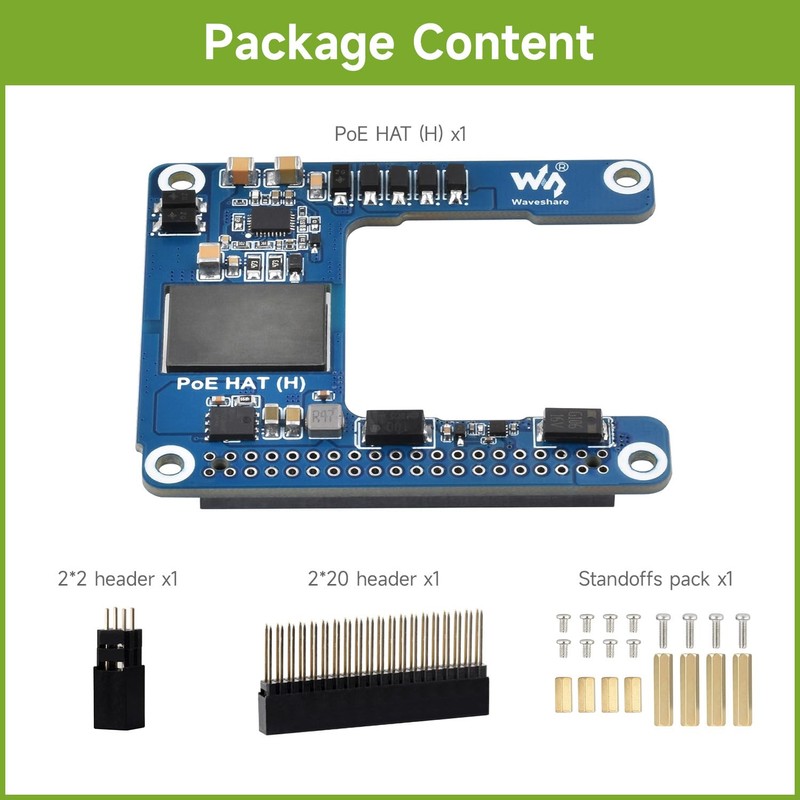 Waveshare Power Over Ethernet HAT (H), Compatible with Raspberry Pi