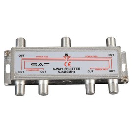 6 Way Indoor Splitter (5-2400MHZ) | Signal Splitter Aerial/Satellite Equipment, 1 X Qty - AE5356