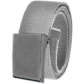 Build A Belt Antique Silver Flip Top Style 1.5" Wide Buckle with Canvas Web Belt (Mens Large Gray)