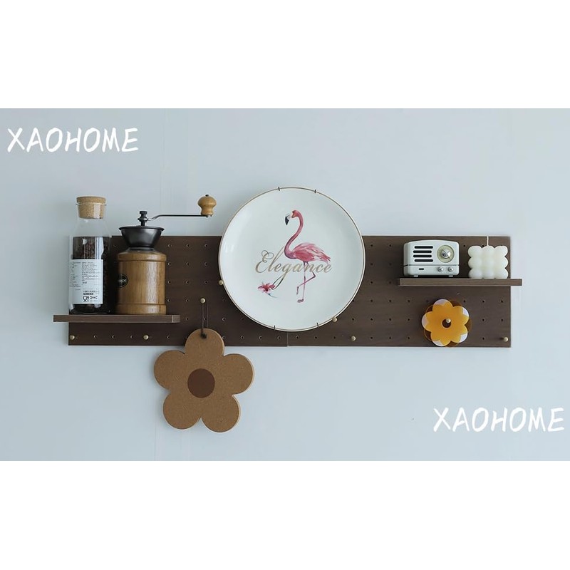 XAOHOME Wooden Pegboard, Sturdy Peg Board for WallsModular Grid Organizer,