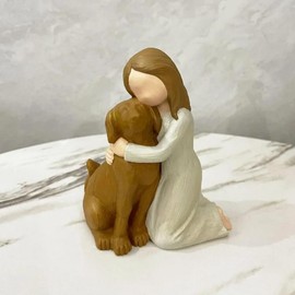 Lrtzizy Love My Dog Figurines Statues, Dog Angel Friendship Remembrance Gifts,Sculpted Hand-Painted Figures for Dog Lovers Black Easy to Use