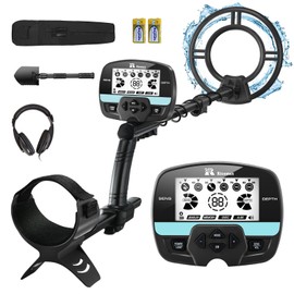 RM RICOMAX Metal Detector for Adults Professional, Higher Accuracy IP68 Waterproof All Metal Detectors Gold and Silver, Bigger LCD Display, 5 Modes, Advanced DSP Chip, 10" Search Coil, Black