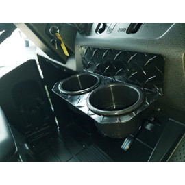 Fits Honda Pioneer 700 Black Powder Coated 2 Jumbo Cup Drink Holder Aluminum Diamond Plate