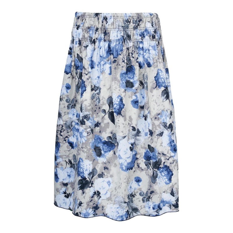 Women's Costume Skirt Dirndl Set with Bow Blue Floral Pattern