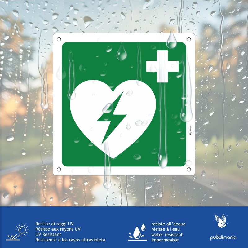 Defibrillator - Emergency and Safety Sign Aluminium Metal 3 mm