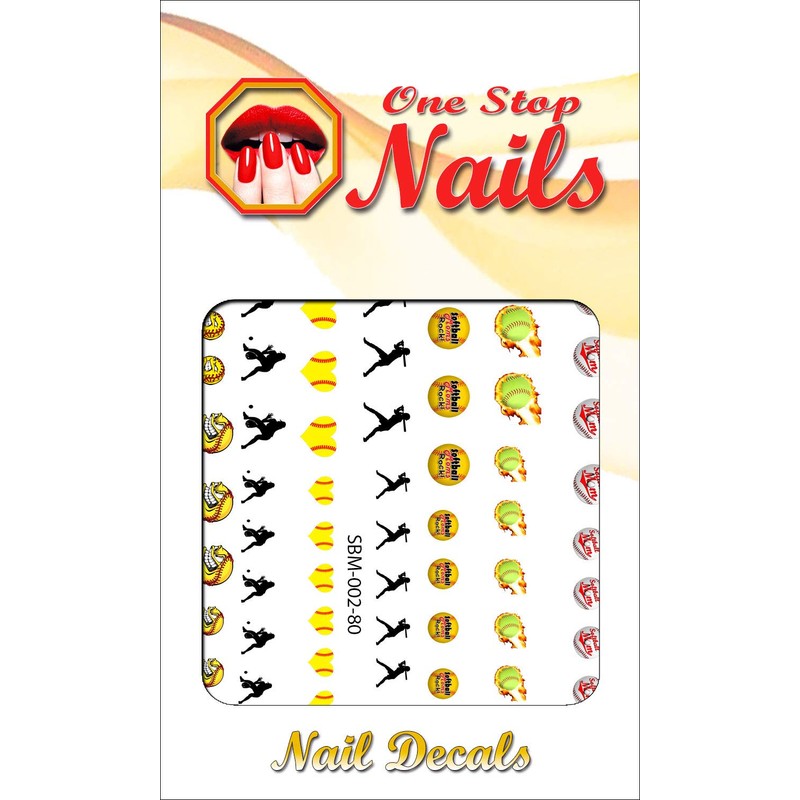 Softball Mom (Ver.2) Clear waterslide Nail Art Decals (Tattoos) by