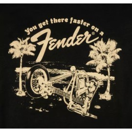 Fender Genuine Fender You Get There Faster on a Fender Black T-shirt -Small #9190124306