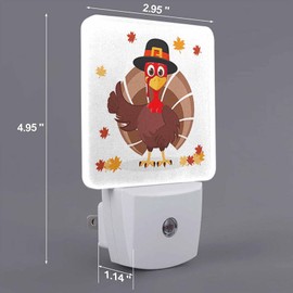 Chrobak LED Night Light Plug into Wall with Dusk to Dawn Light Sensor White Energy Efficient Thanksgiving Day Turkey in Hat Nightlight for Bedroom Bathroom Hallway Living Room Kitchen