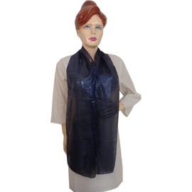 KVR Neck Sequin Sparkle Glitter Scarfs Fashionable Women Club Party Evening Long Thin Skinny Wedding Tie Bow Shawls Neckerchief (Navy-2 with navy sequin, 180 x 20 cm)