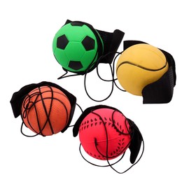 Hsthe Sea 4 Pcs Wrist Return Ball, Rubber Rebound Ball Wristband On A String Sports Wrist Ball Includes Basketball, Baseball and Football for Teens Adults Wrist Exercise or Play