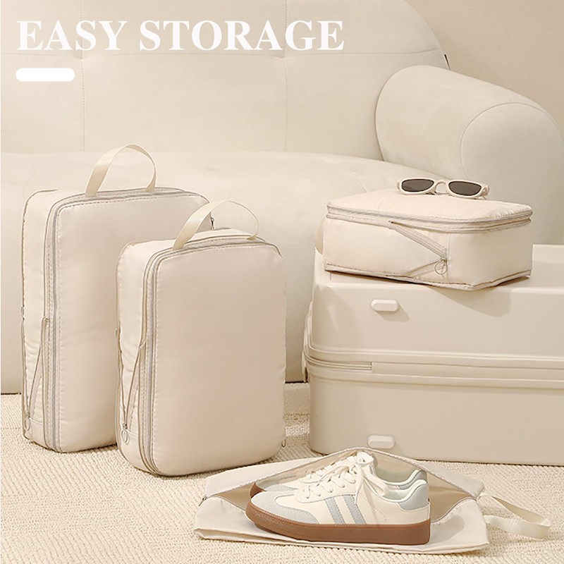 Lxoraziy Set of 4 Compression Packing Cubes, Ultra Lightweight Expandable