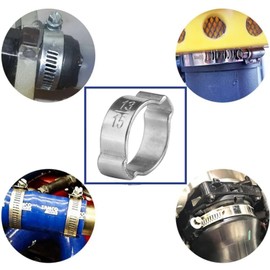 Ouitble Hose Clamps Pack of 10 Zinc Plated Stainless Steel Two Ear Hose Clamps Metal Clamps for Fuller Petrol Pipes (13-15mm)