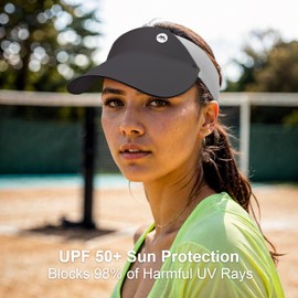 BreezyHue Women's Sports Sun Visor, Lightweight UV Protection Visor Hat Adjustable Packable for Golf Tennis Running Outdoor (US, Alpha, One Size, VSW-A-02)