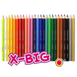 Jolly X-Big Jumbo Colored Pencils Perfect for Special Needs Art Therapy and Early Learners; 24 Multicolor Pencils With 6 Neon Highlighter Pencils; Set of 30