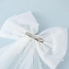 Bridal Hair Bow Veil with Pearl,White Hair Bow Clip Bachelorette