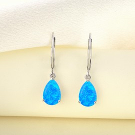 YL Women's Earrings 925 Sterling Silver 12 Birthstone Cubic Zirconia Earrings, Silver, Opal