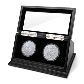 Chez Monett Challenge Coin Display Case 1.5-1.75 Inch 38-44.5 mm Coin Holder 1 Slot (Black, 2 Slots)
