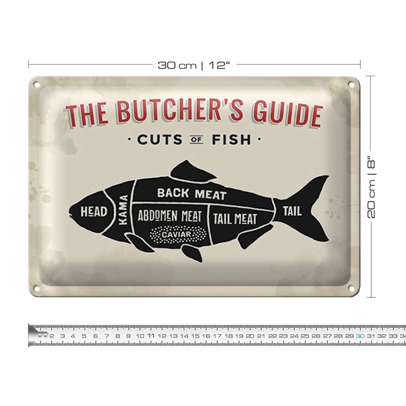 The Butcher's Guide | Cuts of Fish | Dekoratives Blechschild