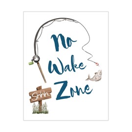 No Wake Zone Watercolor Fishing Nursery Little Boys Room Unframed Print Rustic Outdoor Nautical Themed Decor