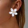 Inateannal Exaggerated Large Flower Studs White Enamel Flower Earrings Metal