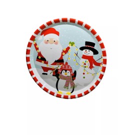 Joy 12” Serving Cookie/Dessert Snack Plastic Xmas Holiday Plate-Santa/Sn