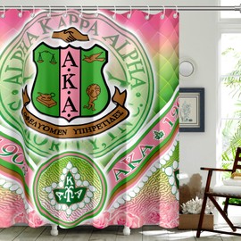 KAIRA Aka Paraphernalia Sorority Gifts for Women Wife Girlfriend Waterproof Bathroom Decor Shower Curtains Set with Hooks 72" X 72" (Aka 1908)