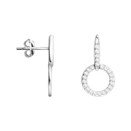 SOFIA MILANI - Women's Earrings 925 Silver - with Zirconia Stones - Circle Stud Earrings - E1947, Sterling silver, Cubic Zirconia