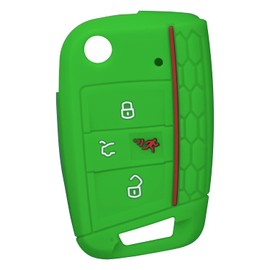 StandardAutoPart Funda de silicona para llave inteligente de proximidad de 4 botones compatible con Volkswagen Golf Jetta GTI (verde)